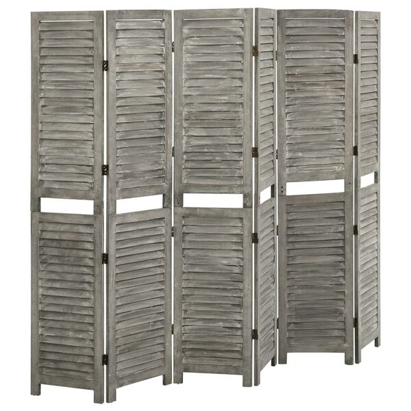 vidaXL 6-Panel Room Divider Grey 214x166 cm Solid Wood
