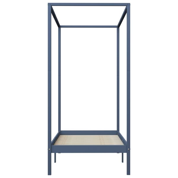 vidaXL Canopy Bed Frame without Mattress Grey Solid Wood 90x200 cm (283274+321989)