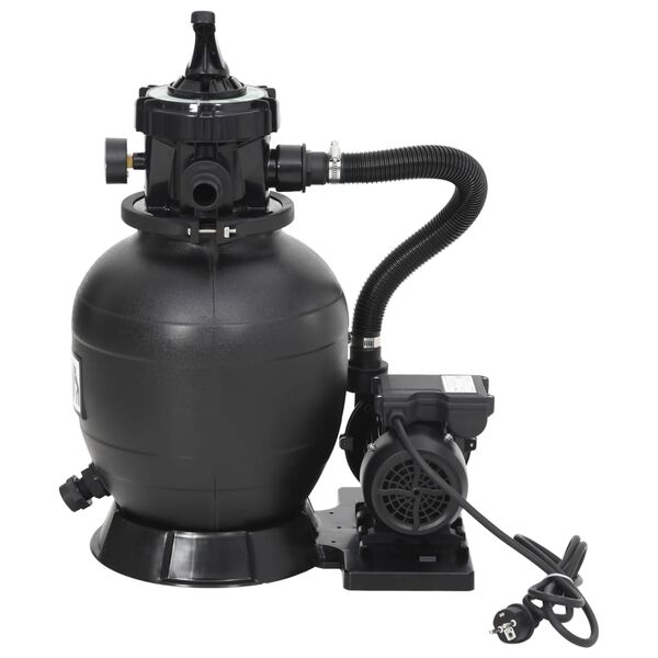 vidaXL Pool Sand Filter with 6-Way Valve Black