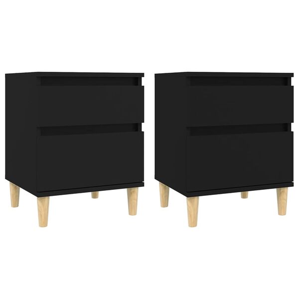 vidaXL Bedside Cabinets 2 pcs Black 40x35x50 cm