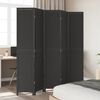 vidaXL Room Divider 5 Panels Black Solid Wood Paulownia