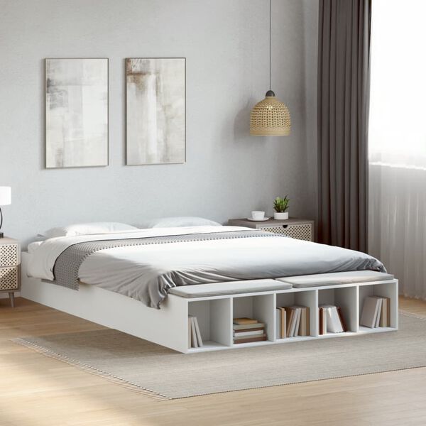 vidaXL Bed Frame without Mattress White 150x200 cm King Size