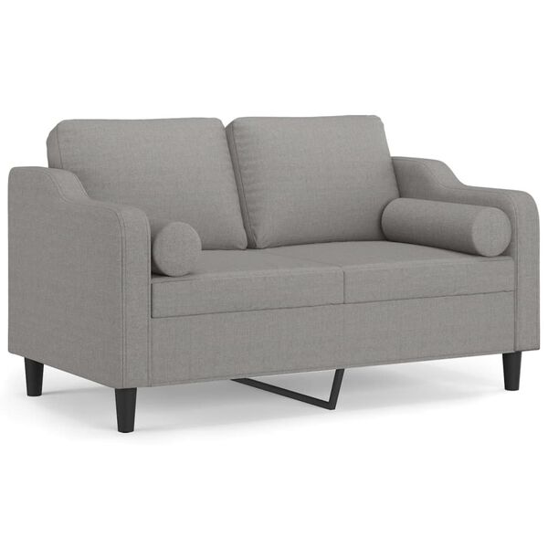 vidaXL 2-Seater Sofa with Pillows&Cushions Light Grey 120 cm Fabric