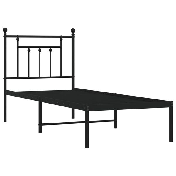 vidaXL Metal Bed Frame without Mattress with Headboard Black 75x190cm