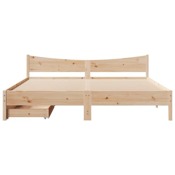vidaXL Bed Frame with Drawers 180x200 cm Super King Solid Wood Pine