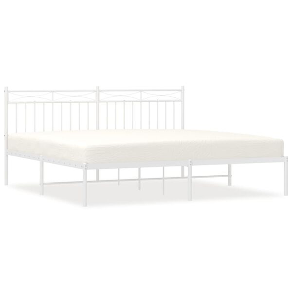 vidaXL Metal Bed Frame without Mattress with Headboard White 180x200cm
