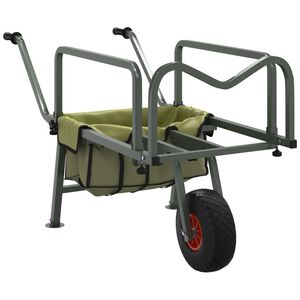 vidaXL Fishing Trolley Green with Wheel Powder-coated Steel