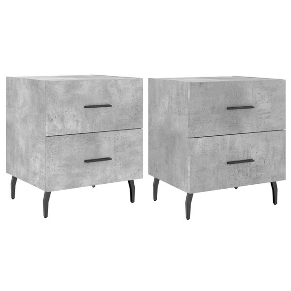 vidaXL Bedside Cabinets 2 pcs Concrete Grey 40x35x47.5 cm Engineered Wood