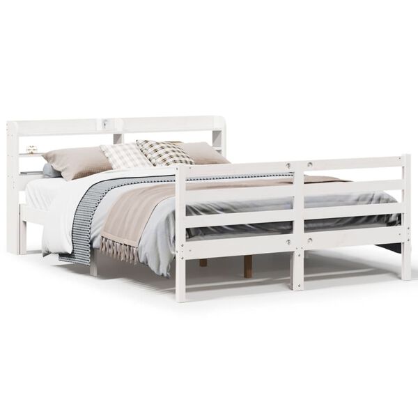 vidaXL Bed Frame with Headboard without Mattress White 120x200 cm