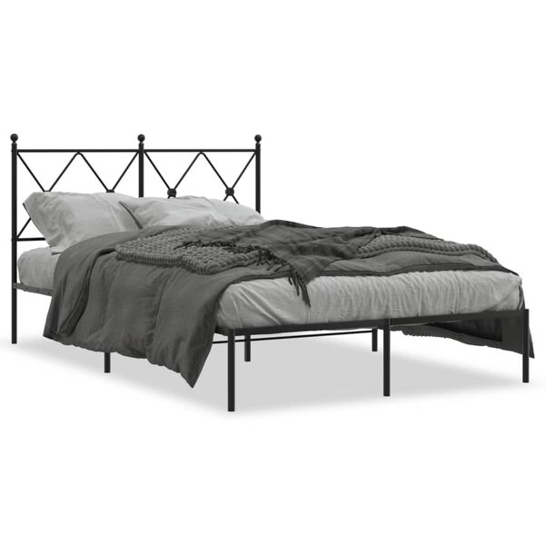 vidaXL Metal Bed Frame without Mattress with Headboard Black 120x200cm