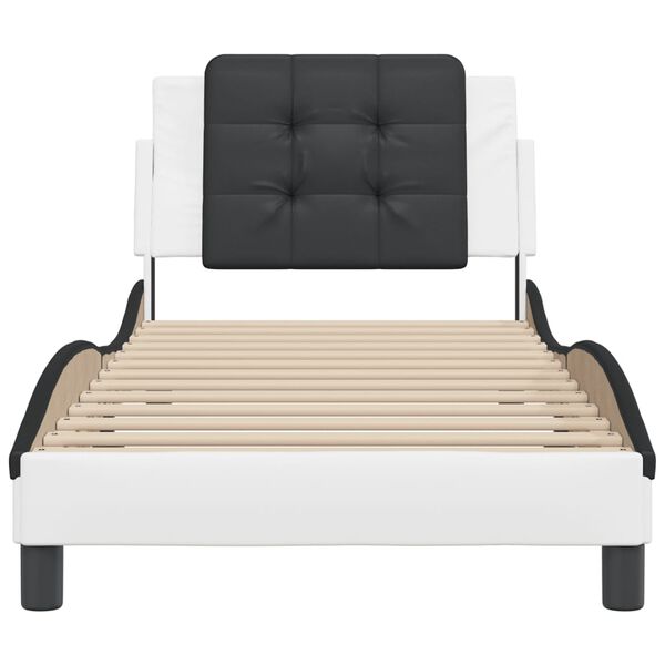 vidaXL Bed Frame without Mattress "Zadar" White and Black 90x200 cm Faux Leather