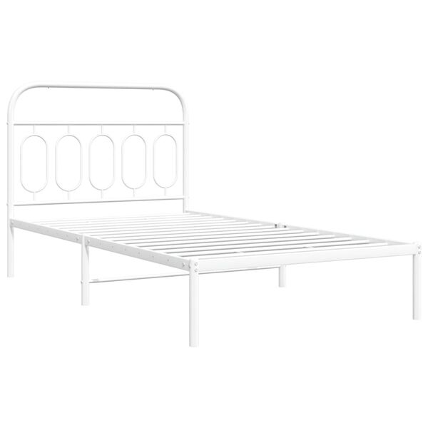 vidaXL Metal Bed Frame without Mattress with Headboard White 107x203cm