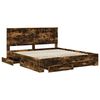 vidaXL Bed Frame with Drawer Smoked Oak 180 x 200 cm Engineered Wood