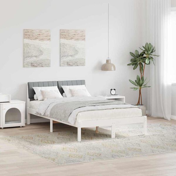 vidaXL Bed frame White and light grey 120 x 200 cm Solid pine wood