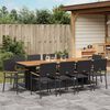 vidaXL Garden Dining Set 11 pcs Black Poly Rattan