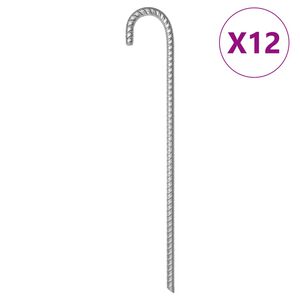 vidaXL Tent Pegs 12 pcs 41.5 cm &Oslash;12 mm Galvanised Steel