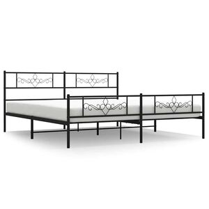 vidaXL Metal Bed Frame without Mattress with Footboard Black 193x203cm