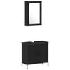vidaXL Bathroom Furniture Set with Shelf 4 pcs Black Engineered wood