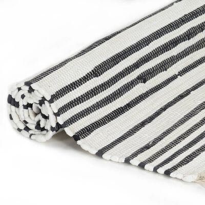 vidaXL Hand-woven Chindi Rug Cotton 160x230 cm Anthracite and White