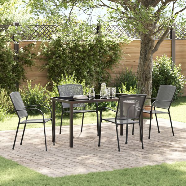 vidaXL Garden Dining Set 5 pcs Anthracite Powder-Coated Steel
