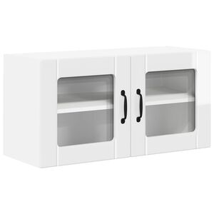vidaXL Wall Glass Cabinet LUCCA High Gloss White 80 x 31 x 40 cm