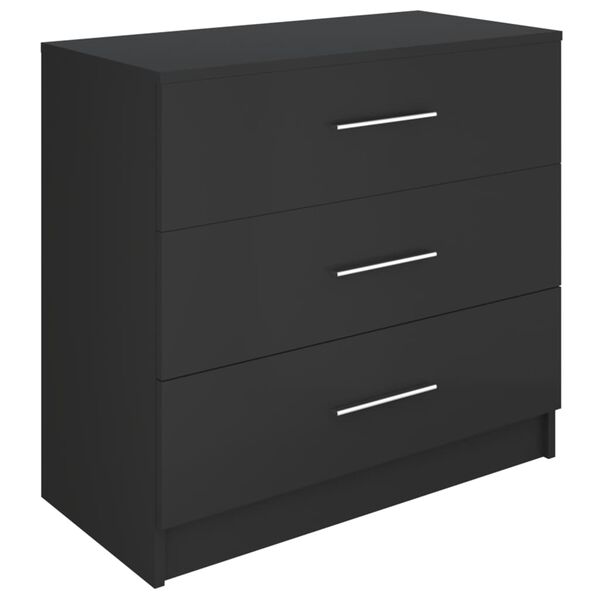vidaXL Chest of Drawers Engineered Wood 71x35x68 cm Black