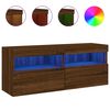 vidaXL TV Wall Cabinet with LED Lights Brown Oak 100x30x40 cm