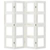 vidaXL Room Divider 4 Panels White Solid Wood Paulownia