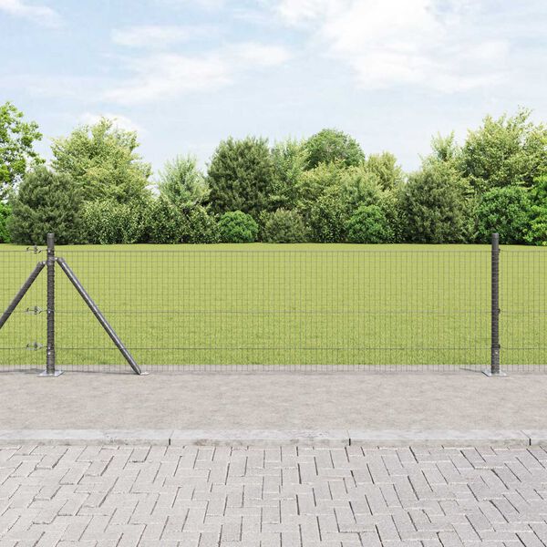vidaXL Fence Post Grey 100 x 0.5 m (25 x 25 mm mesh) Steel and PVC