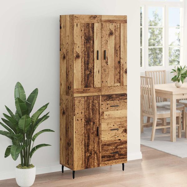 vidaXL Highboard with Drawer 2 pcs Old Wood Engineered Wood