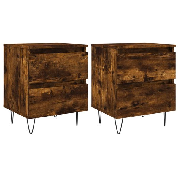 vidaXL Bedside Cabinets 2 pcs Smoked Oak 40x35x50 cm Engineered Wood