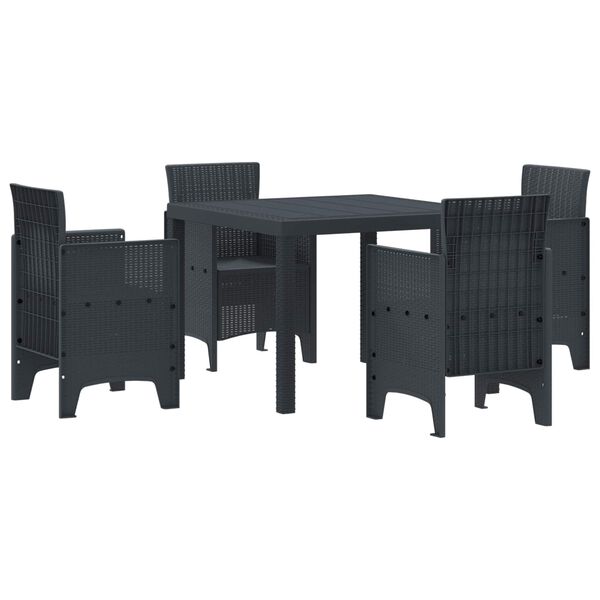 vidaXL Garden Dining Set 5 pcs Anthracite Polypropylene