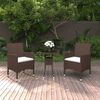 vidaXL 3 Piece Garden Bistro Set Poly Rattan and Tempered Glass Brown