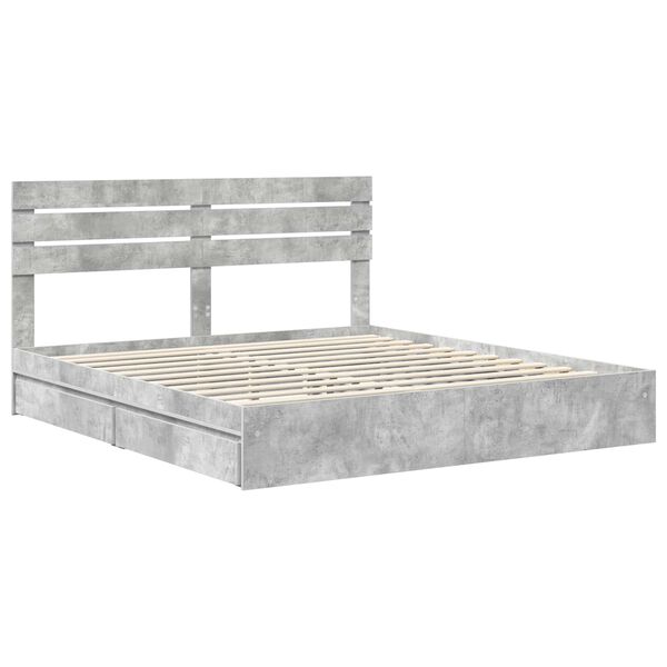 vidaXL Storage Bed Concrete Grey 180 x 200 cm Engineered Wood