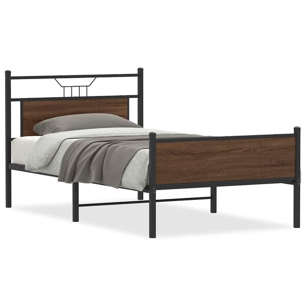 vidaXL Bed Frame without Mattress Brown Oak 100x190 cm Engineered Wood
