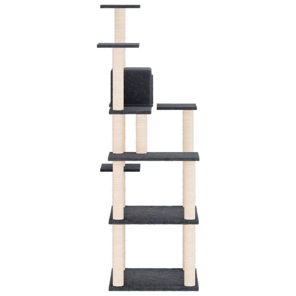 vidaXL Cat Tree with Sisal Scratching Posts Dark Grey 153 cm
