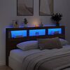 vidaXL Headboard Cabinet with LED Brown Oak 200x17x102 cm