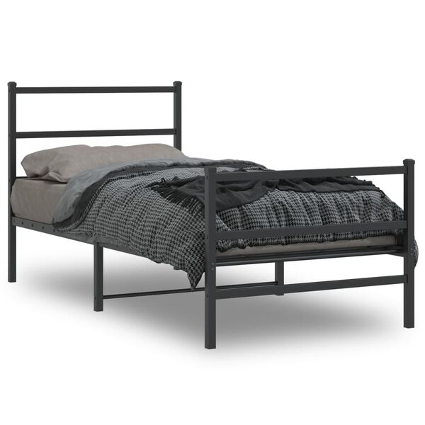 vidaXL Metal Bed Frame without Mattress with Footboard&nbsp;Black 90x200cm