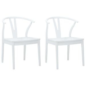 vidaXL Dining Chair 2 pcs White and White Solid Rubber Wood