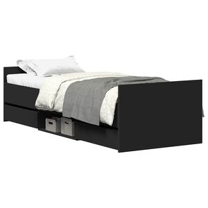 vidaXL Bed Frame without Mattress Black 100x200 cm