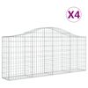 vidaXL Arched Gabion Baskets 4 pcs 200x30x80/100 cm Galvanised Iron
