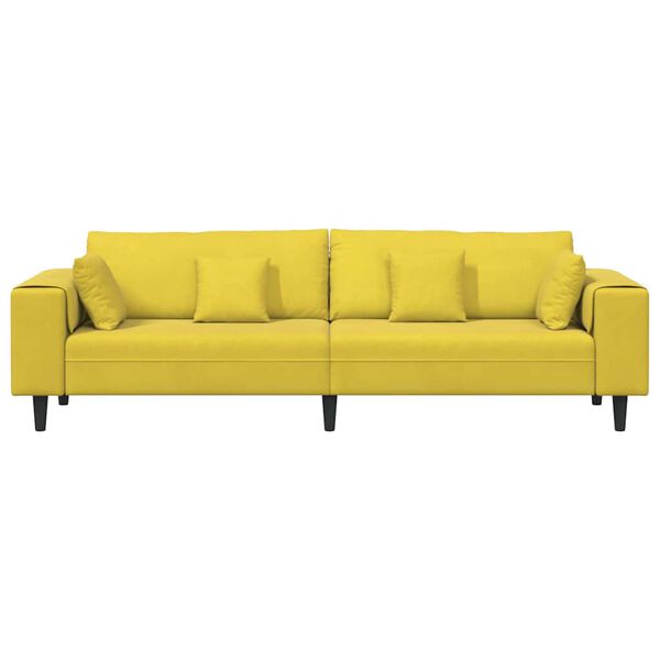 vidaXL Velvet Sofa with Cushion Yellow 210 cm Velvet