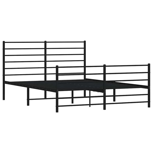 vidaXL Metal Bed Frame without Mattress with Footboard Black 140x190cm