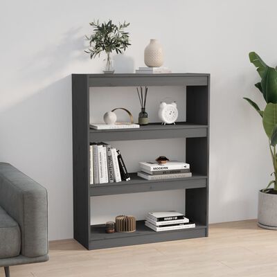 vidaXL Book Cabinet/Room Divider Grey 80x30x103.5 cm Solid Wood Pine