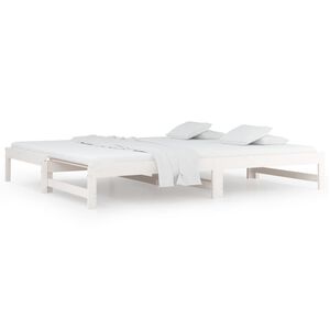 vidaXL Day Bed | White | Solid pinewood | Double