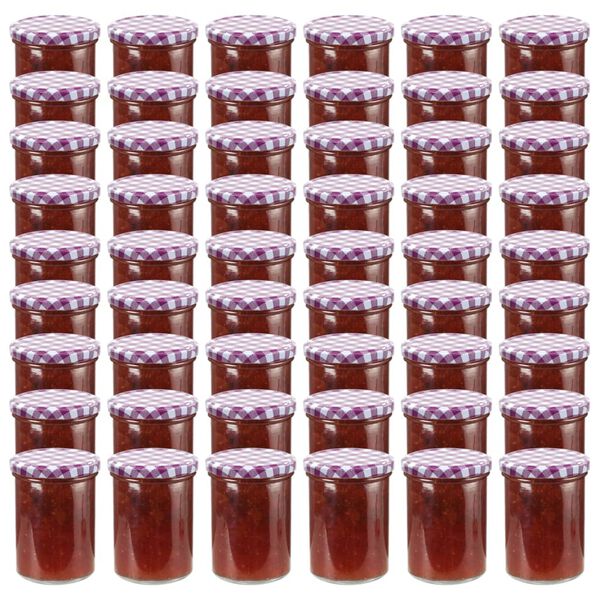 vidaXL Glass Jam Jars with White and Purple Lid 48 pcs 400 ml