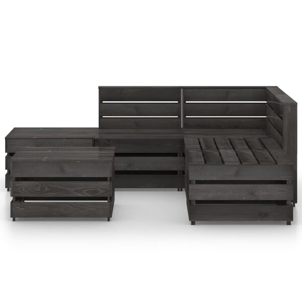 vidaXL 6 Piece Garden Lounge Set Grey Impregnated Pinewood