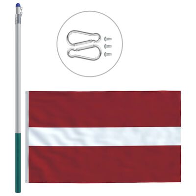 vidaXL Latvia Flag and Pole Aluminium 6 m