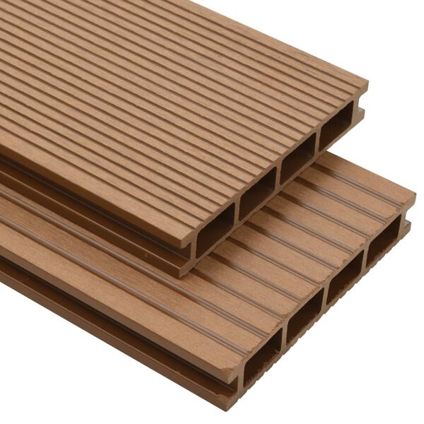 vidaXL WPC Hollow Decking Boards with Accessories 16 m&sup2; 2.2 m Teak