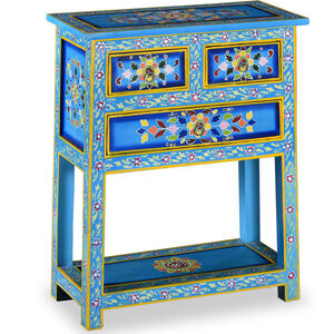 vidaXL Sideboard with Drawers Solid Mango Wood Turquoise Hand Painted